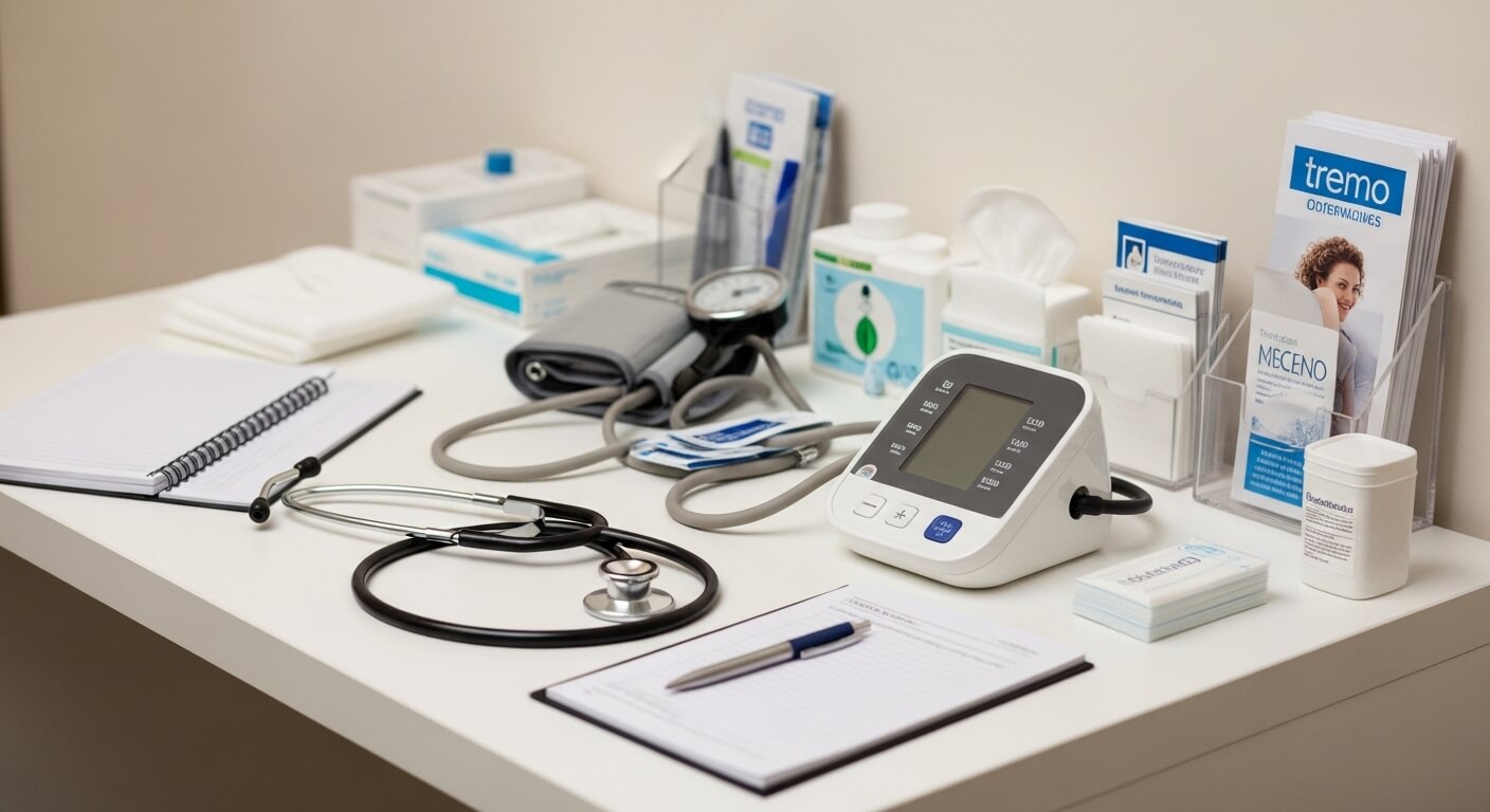 Stethoscoop op een bureau in een onderzoekskamer