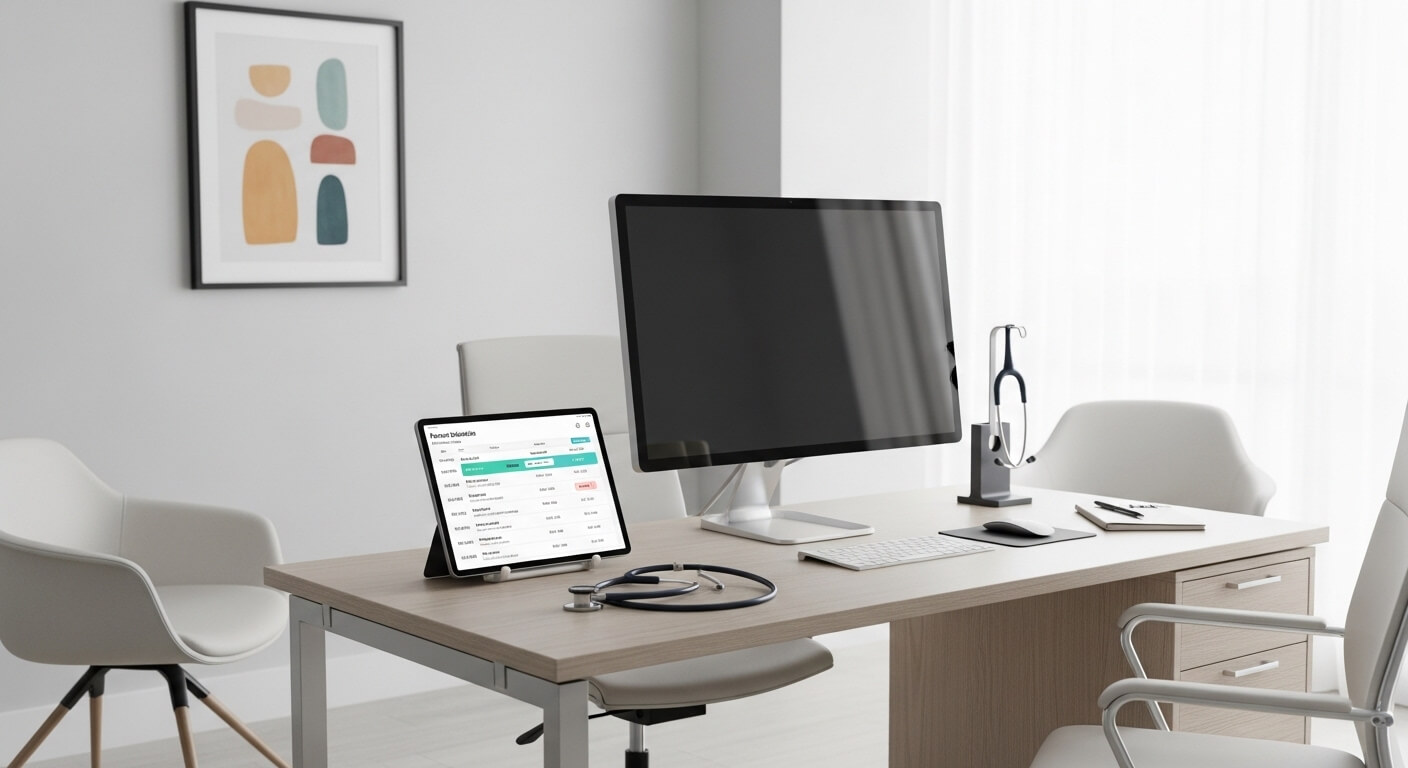 Behandelkamer met tablet die patiëntafspraken toont