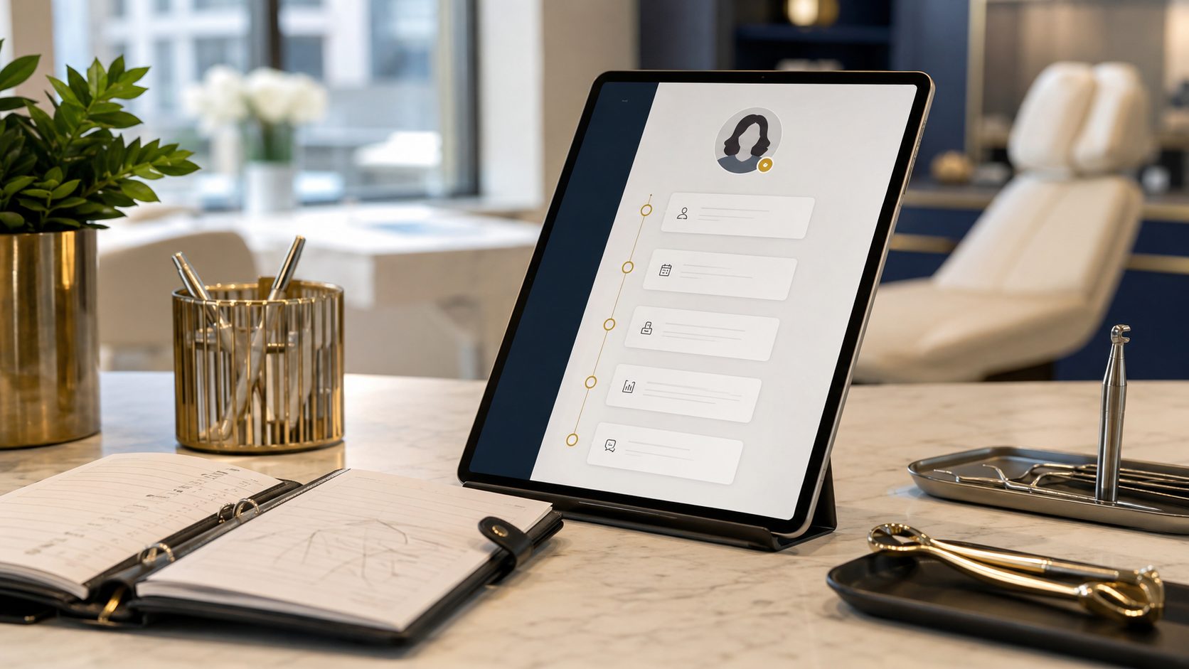 Klantprofiel met geschiedenis op tablet