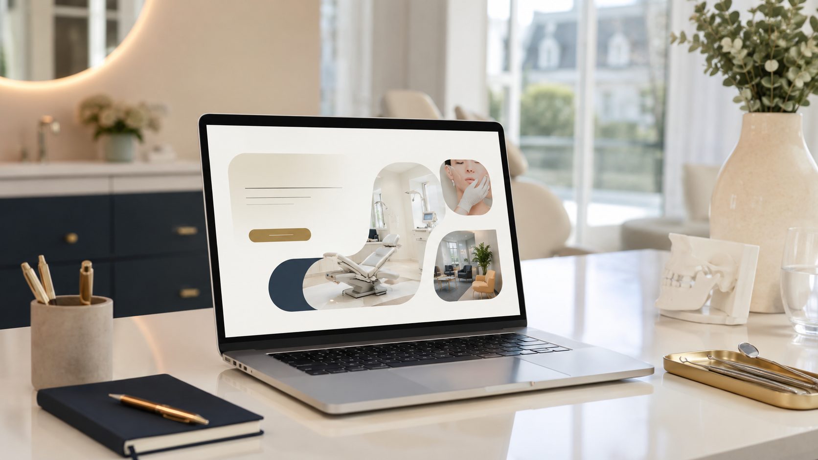 Gratis website voor klinieken — laptop met website design