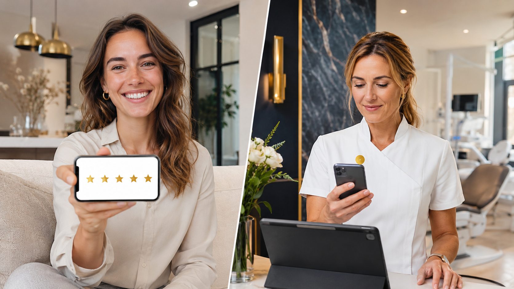 Klant geeft 5-sterren review, kliniek ontvangt notificatie