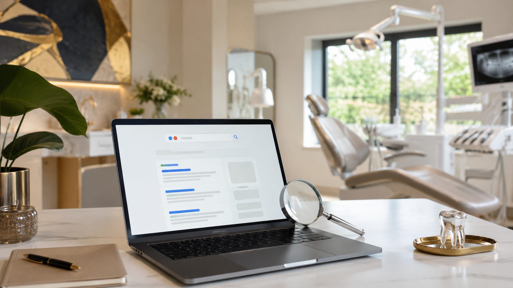 SEO voor klinieken — Google ranking dashboard op laptop