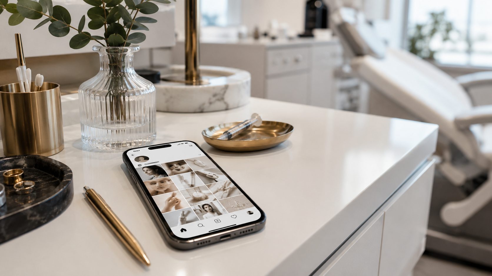 Instagram feed voor kliniek op smartphone